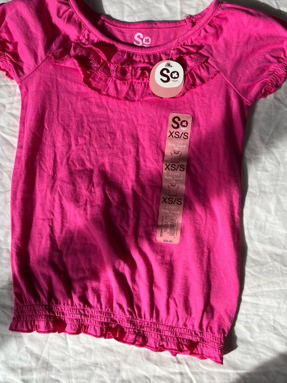 SO Bright Pink Ruffle Sleeve Tee